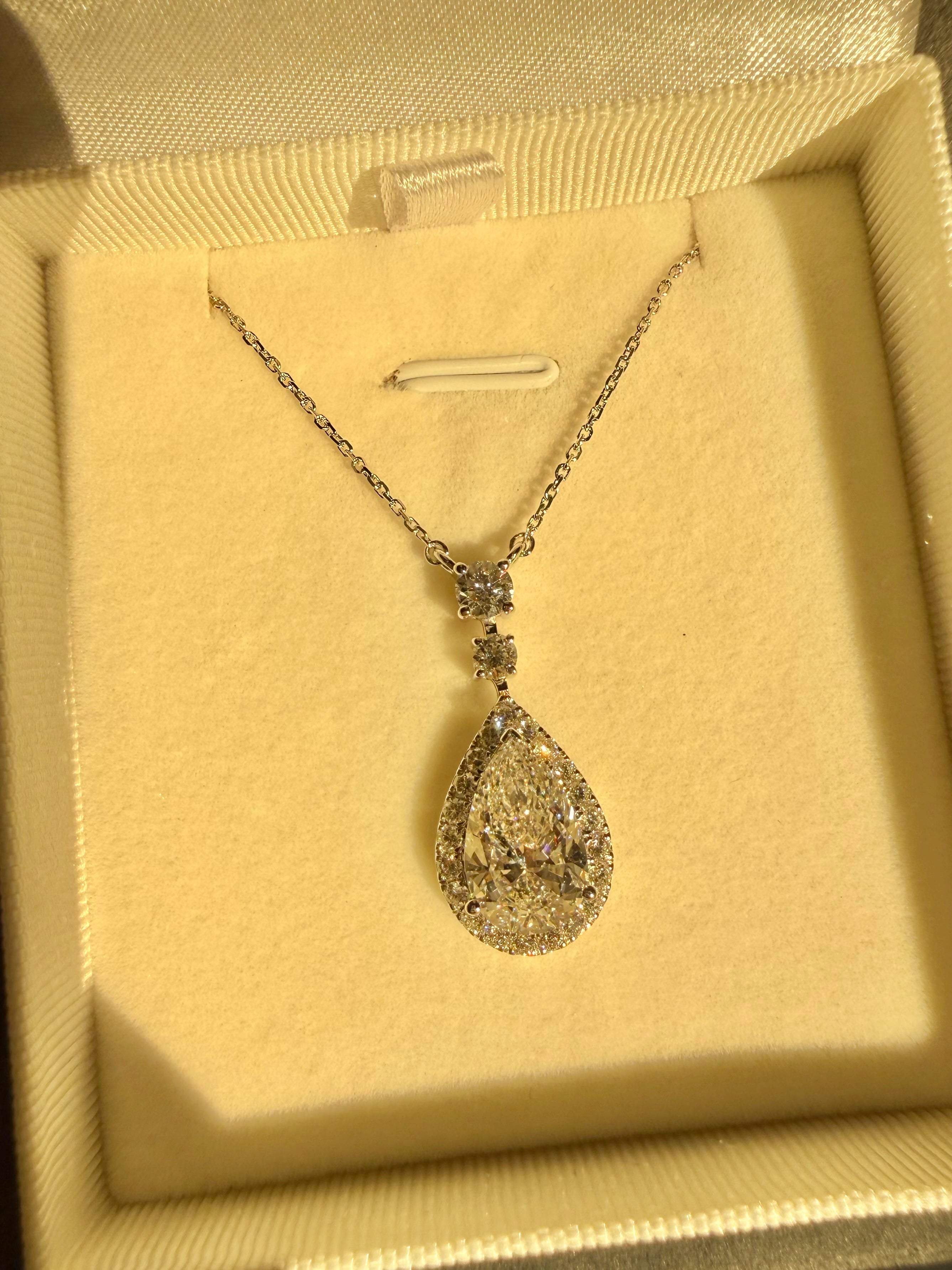 The Everlight Pendant - 3.05 carat Pear in Platinum
