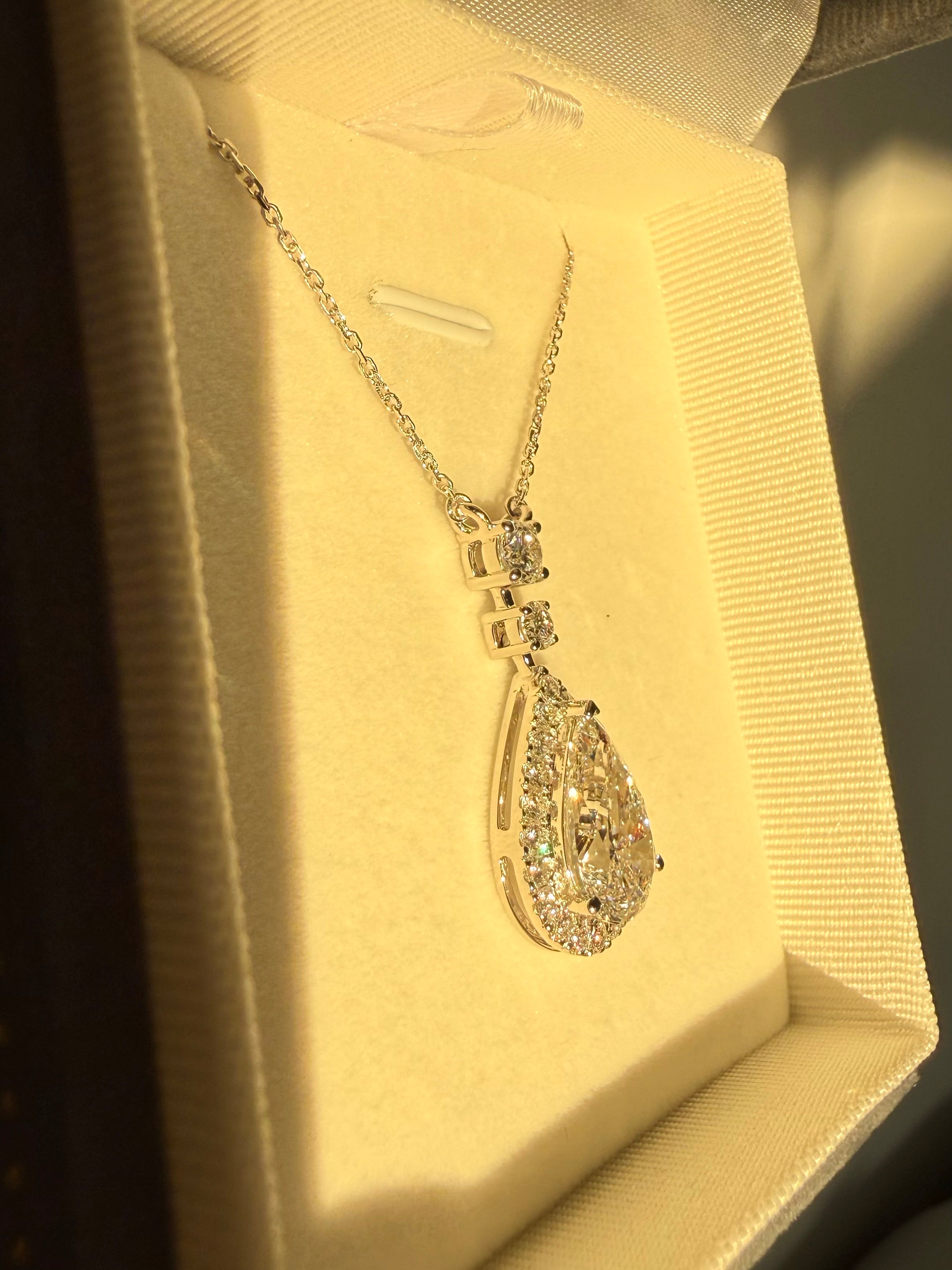 The Everlight Pendant - 3.05 carat Pear in Platinum