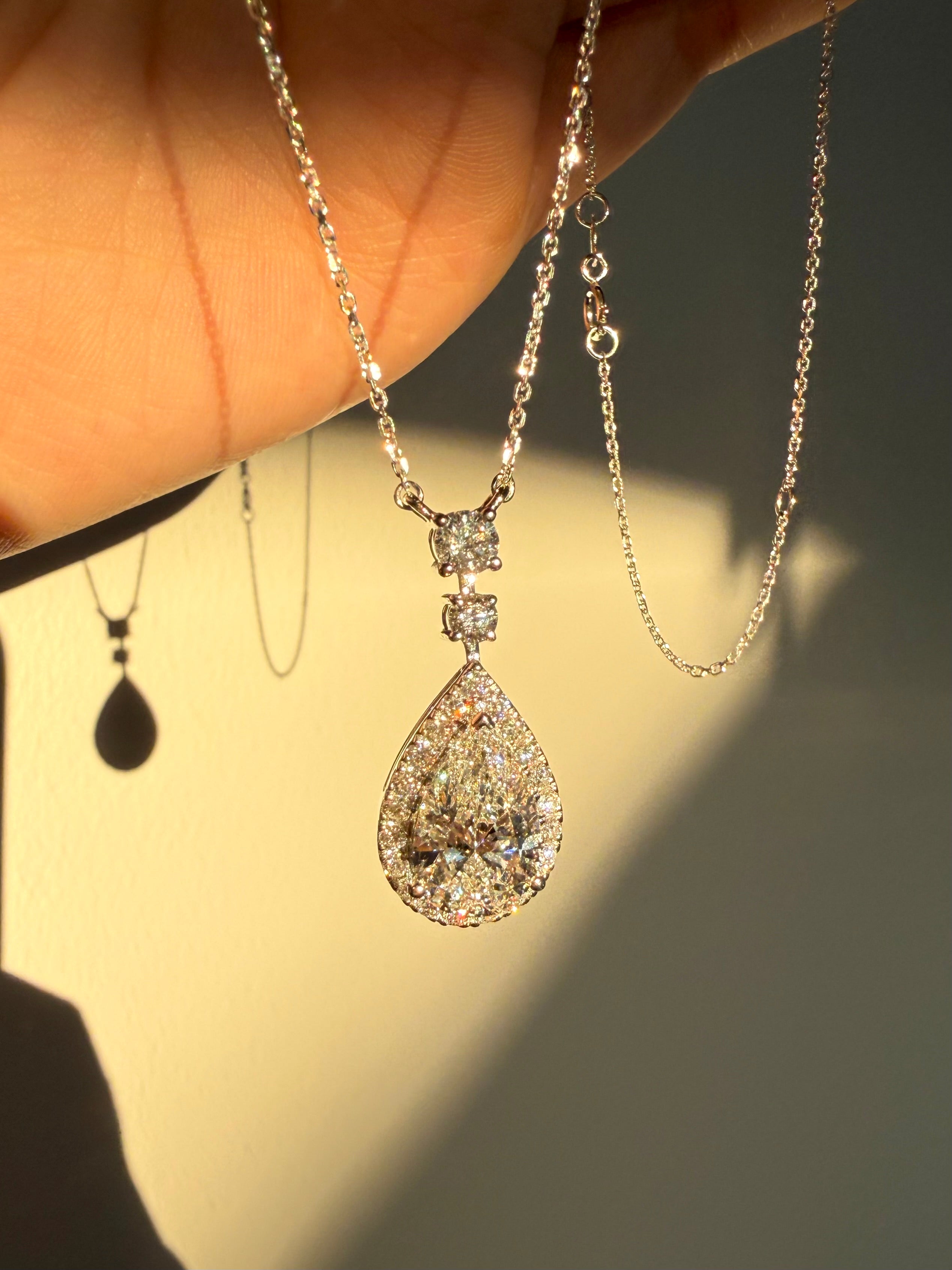 The Everlight Pendant - 3.05 carat Pear in Platinum