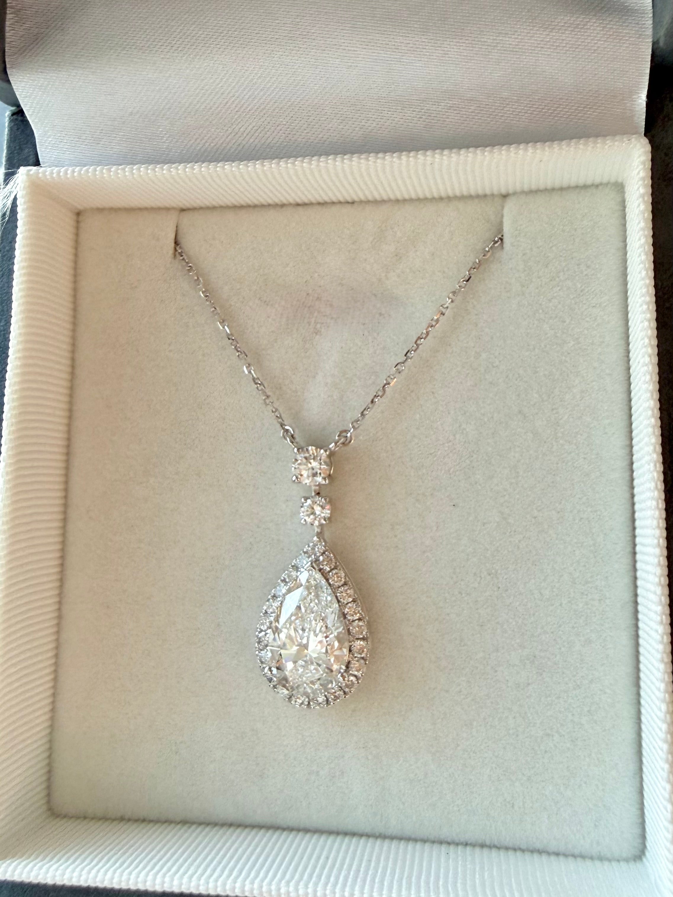 The Everlight Pendant - 3.05 carat Pear in Platinum