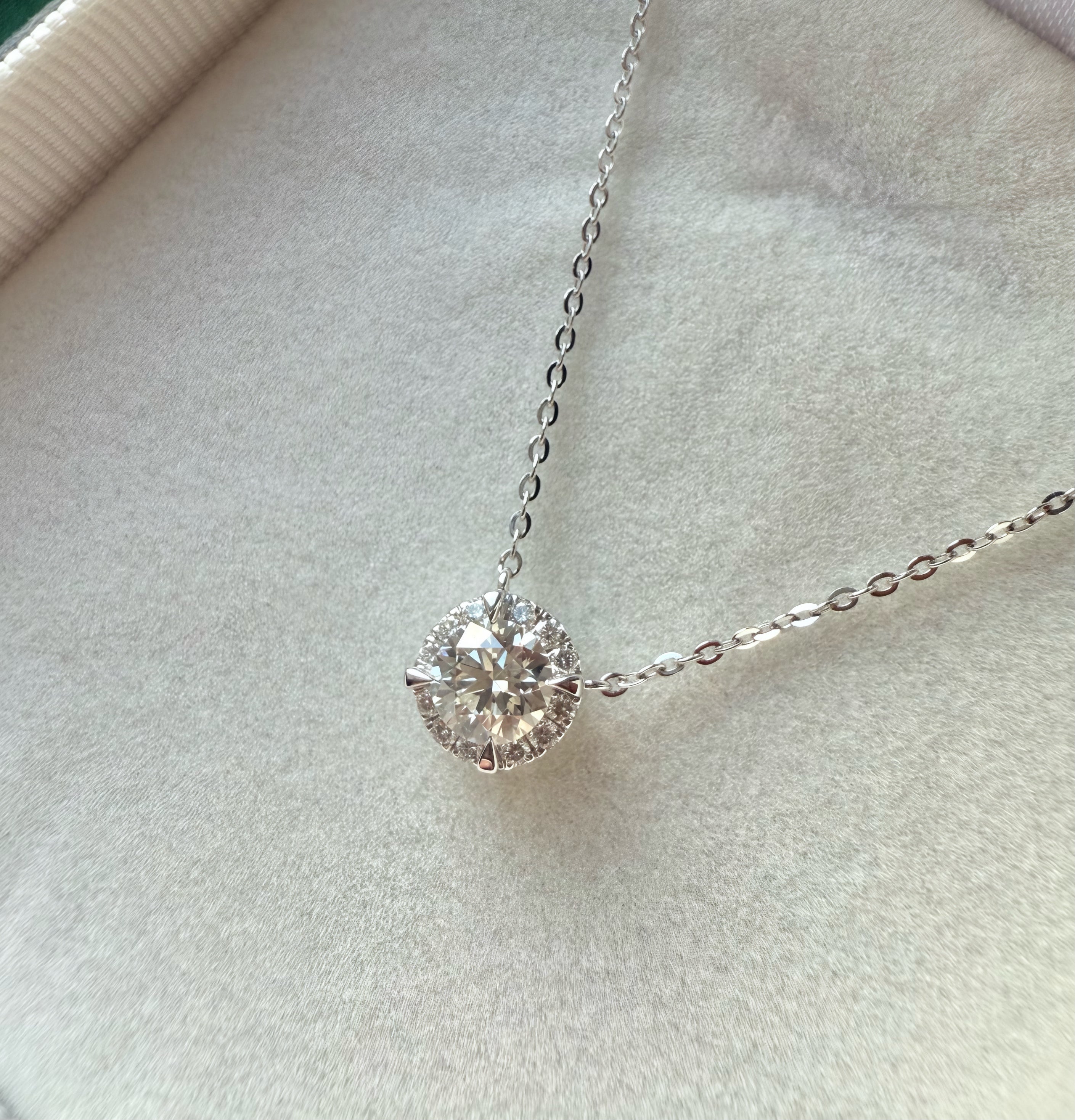 Halo Round Shaped Diamond Necklace
