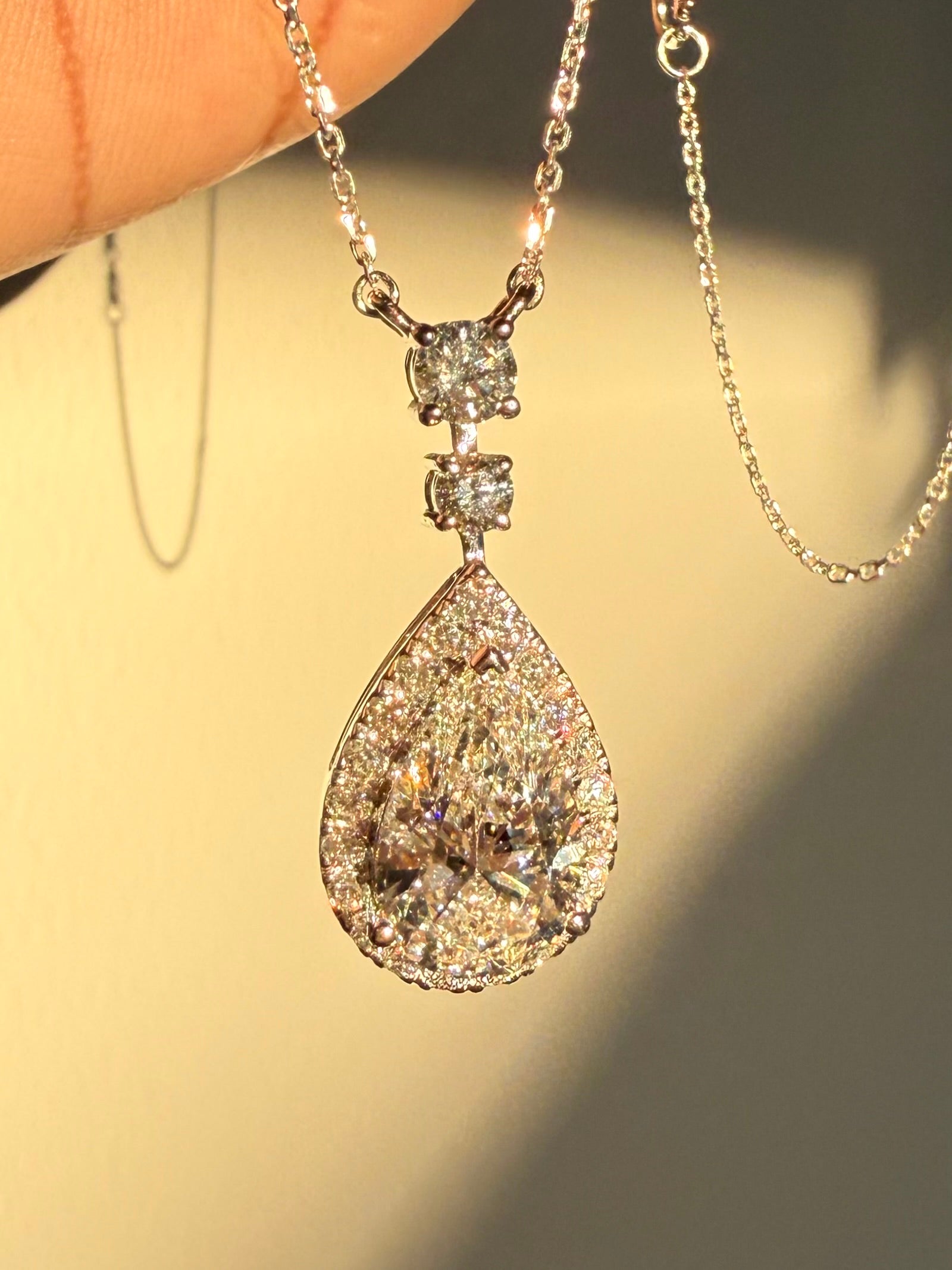 The Everlight Pendant - 3.05 carat Pear in Platinum