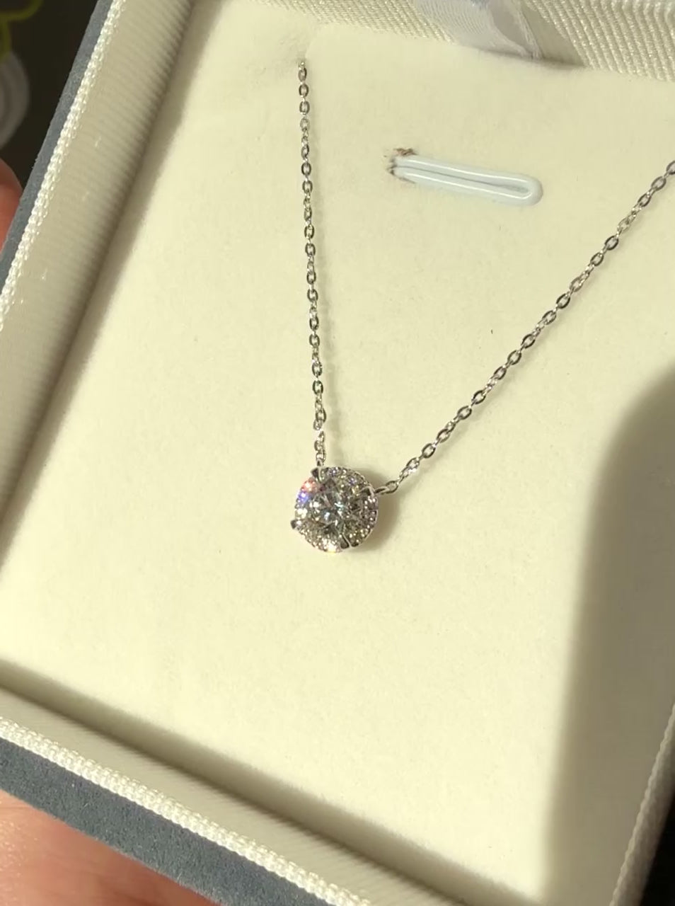 Halo Round Shaped Diamond Necklace